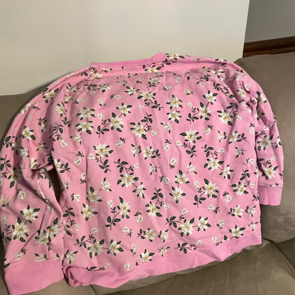 Draper James Natalie sweatshirt pink with magnolias size 2x - Picture 3 of 4